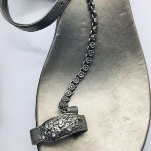 Pewter Sandals with daisy chain detail & toe ring